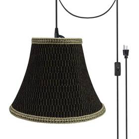 70157-21 Aspen Creative Corporation Pendant 6 Inch X12 X20.4 1light Black Plug-in Swag Indoor