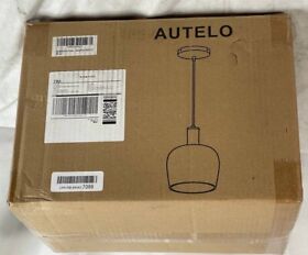 H9163gy Autelo 8inch Modern Hanging Glass Pendant Light Fixture Smokey Grey Finish