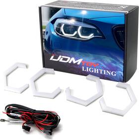 Auto Accessories 313054489401 7000k Xenon White 90mm Hexagon Shape Led Angel Eyes Halo Ring Lighting Kit Compa