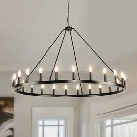 Avex Home 756594532129 24 - Light Wagon Wheel Chandelier N/a