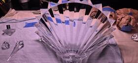 11037013 Baccarat Crystal Wall Sconce Fan Shape Art Deco 3-light Clear Indoor Fixture