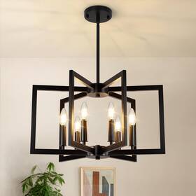 D3201-06-bk Bairth 6light Black Chandelier Farmhouse Dining Room Light Fixture Large Modern Ch