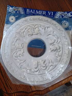 282-16 Balmer New Vi Normandy 16 Inch White Molded Polyurethane Ceiling Medallion 3.5 Hole