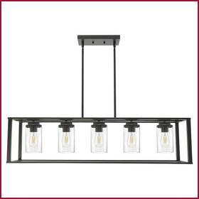 10-11-5p-1811 Banato Lighting 5-light Farmhouse Chandelier Rectangle Black Pendant Light Fixture