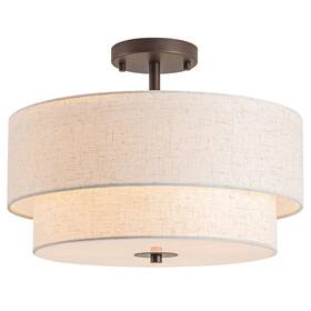 Bargeni 616050595948 Semi Flush Mount Ceiling Light 16 Inch Double Drum Fixt