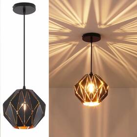 Baunoisk 756197960589 Pendant Light Industrial Vintage Lamp 7.87inch Black With Gold A