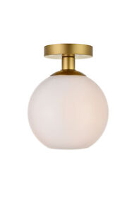 Ld2205br Baxter 1 Light Brass Flush Mount With Frosted White Glass