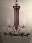 514962 Bay Seeded Rubbed Glass Bronze Light Hampton 9 Chandelier Grace