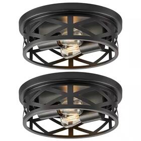 Beambox 313051619665 11 Inch Black Metal Led Semi-flush Mount Ceiling Light Fixture With Adjustable He