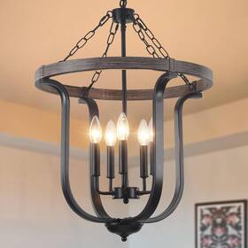 D0029l-5-b Bedoxin Iwg Farmhouse Chandeliers For Dining Room 18.9 Inch Black Kitchen Pendant Light