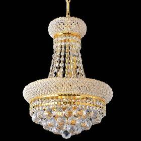 Beirio 789219980098 8-lights Golden Finish Classic Empire Style Small Mini K9 Crystal Chandelier