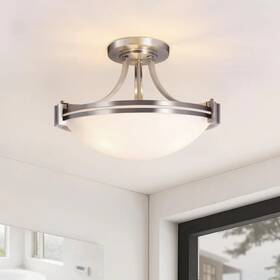 302-240431nl Bektas Semi Flush Mount Ceiling Light Fixture 12inch Brushed Nickel Mou