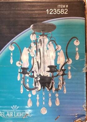 M5-012-sf Bel Air Lighting Black Semi-flush Mini Chandelier With Spectra Swarovski Crystals
