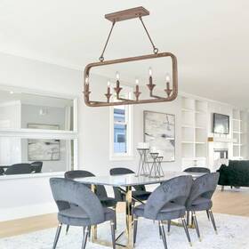 Bella Depot 763344733446 6-light Farmhouse Wood Chandelier Kitchen Island Pandant Lighting
