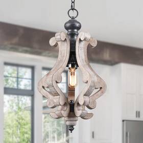 Bella Depot 765157307104 1-light Rustic Wood Chandelier Farmhouse
