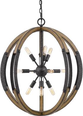 Mvp1610oldbf Bellevue Qzp1610 Valencia 10 Light 26 Inch W Pendant - Old Black Finish