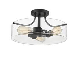 Zcf89176mbk Bellevue Zcf89176 Harrison 3 Light 15 Inch W Semi-flush Drum Ceiling - Black