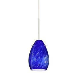 1xt-171386-sn Besa Lighting Pera 6 Cord Pendant Blue Cloud Satin Nickel