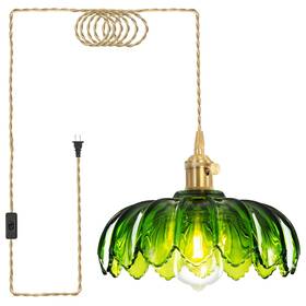 Pdl-006 Beser Win Pendant Light Plug In Cord Green Glass E26 Socket For Kitchen Bedroom Dining