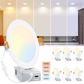 Yc-rl-mww-001 Beslowe 4 Packs 6 Inch 5cct Led Recessed Ceiling Lights Ultra-thin With Junction Box