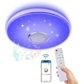 Best Choice Products 842957101405 36w Led Music Ceiling Light With Bluetooth Speaker Rgb Flush Mount Smartp