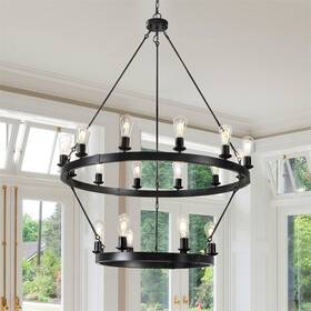 Bestcosty 989683226832 Retro Style Large 2-tier Circular Ceiling Ironwork Chandelier
