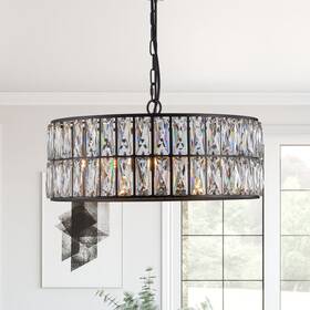 Bestcosty 989683302987 Modern 6-light Crystal Drum Chandelier With Metal Frame