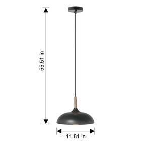Bhs336179061027 Better Homes & Gardens And Ravenswood Matte Black Metal Pendant Light 11.81 Inch X55.5