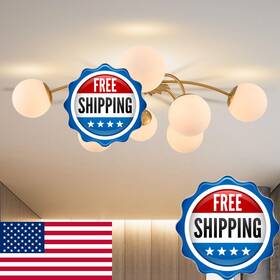 B0fnljzcjv Beypan Blossom Milk Glass Globe Sputnik Chandelier 8-light Mid Century Semi