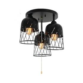 Bh18086 Bh Beuhouz Lighting Black Ceiling Light With Pull String Switch Industrial Semi Flush Mo