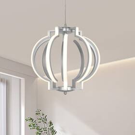 Md0041s Bisect Silver Modern Led Chandelier Globe Dimmable Adjustable Round Hanging Lamp 400