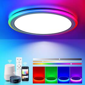 Ls-cl-g3-24w-dim-appwyrgb Blnan Smart Rgb Led Flush Mount Ceiling Light With Remote 13 Inch 24w Dimmable
