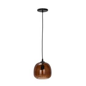 Bloomingville 191009620723 Round Glass And Metal Pendant Lamp With Hardwire Amber