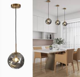 Bp1015sg-s Bokt Mid Century Modern Hanging Pendant Light Fixture Gold Globe 1-light Kitchen Isla