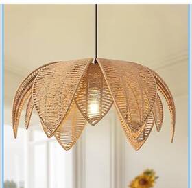 X004fte8a1 Bosofmr Rattan Ceiling Light Fixture Modern Woven Leaf Boho Fixtu