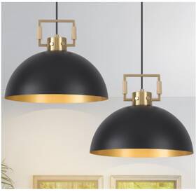 B0djndkp1w Bosomfr Farmhouse Pendant Lights Set Of 2 Matte Black Adjustable Height Gold Dome Vtg