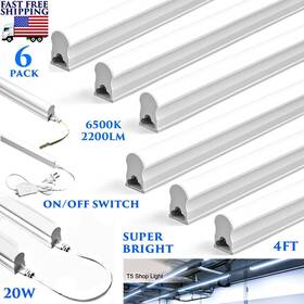 Assl-001-w Branded 6 Pack 4ft Led Shop Light Super Bright Tube Linkable Fixture Switch 6500k 20w