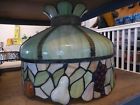 20x18h Brass Hanging Stained Light Rounded Panes Glass Vintage Chandelier