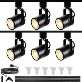 Bravsekai Bs-10w Gu10 Led Track Lighting Kit 6000k Cool White 6 Dimmable Fixtures And Rails