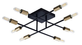 B6802bgb Bromi Design B6802b Halton 8 Light 20inch.w Led Semi-flush Ceiling Gold