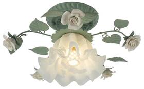 Brrskbk 116522365600 French Glass Flower Ceiling Light Fixture Green Hallway Semi Flush Mo