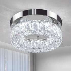 Cy-02 Brylokra 9.8 Inch Modern Crystal Chandelier Small Flush Mount Ceiling Light Fixture Le
