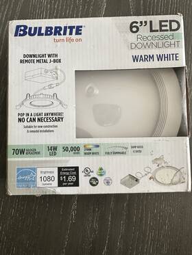 773125 Bulbrite Industries Inc. 6-inch Canless Recessed Downlight Dimmable