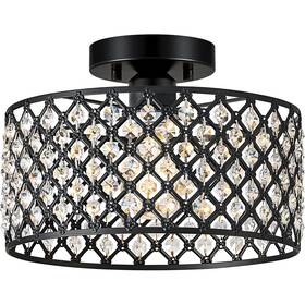 20251231003 Bzvesr Black Crystal Ceiling Light Fixture Modern Semi Flush Mount Lighting