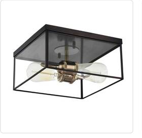 Ca1903-fm C Cattleya Dark Bronze Brass Flush Mount Ceiling Light With Tempered Glass
