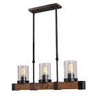 C0001 Anmytek Metal Wood And Glass Chandelier Pendant Retro 713741824438
