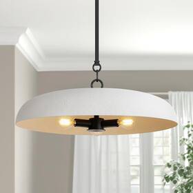 Caiselee 313099677641 19.7 Inch Extra Large Pendant Light 3-light White And Black Metal