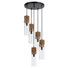 Cal Lighting Spheroid Glass Wood 5 Light Chandelier 020193157619