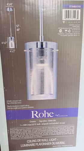 1st184b01ch10 Canarm 062345315935 Rohe By Pendant Chrome And Glass Ceiling Or Wall Light Modern