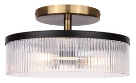 Canarm 062345505671 Jenner 15 Inch 3-light 60-watt Contemporary Matte Black And Gold Semi-flush Mo